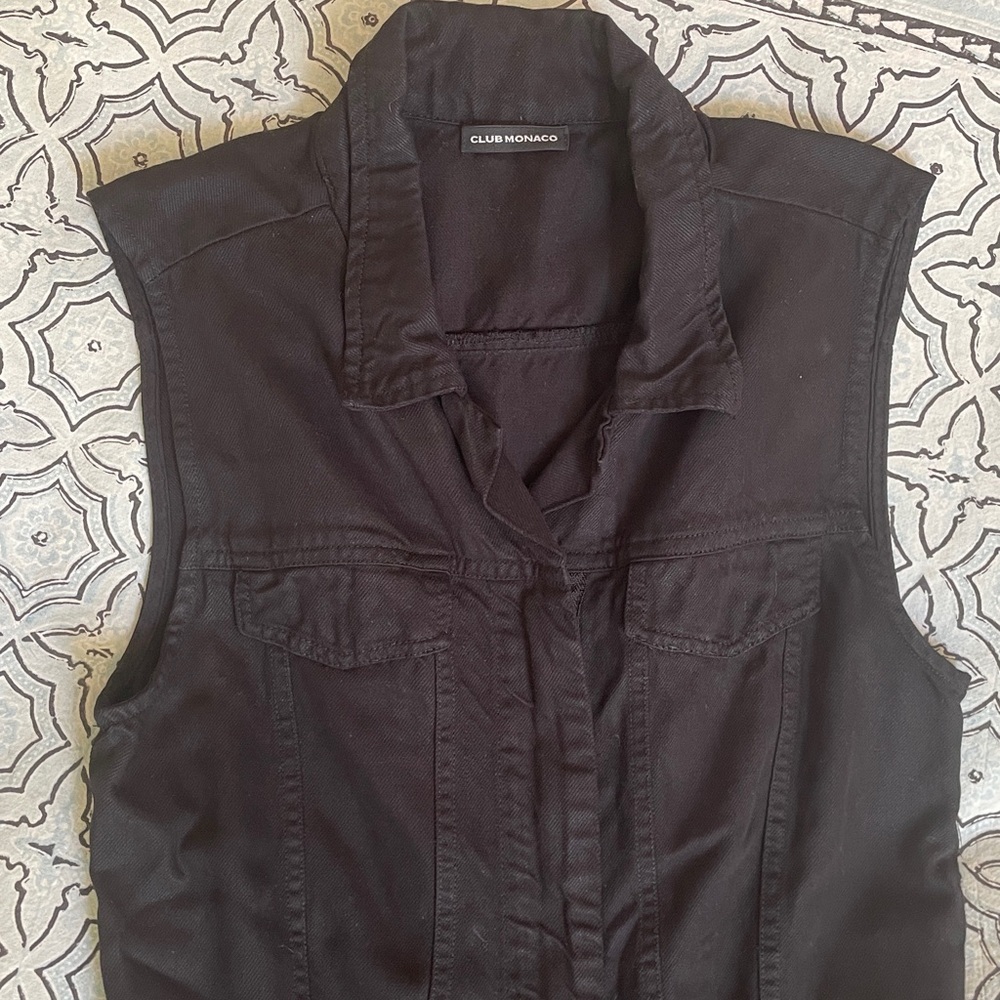 Club Monaco Black Sleeveless Elastic-Waist Jumpsuit